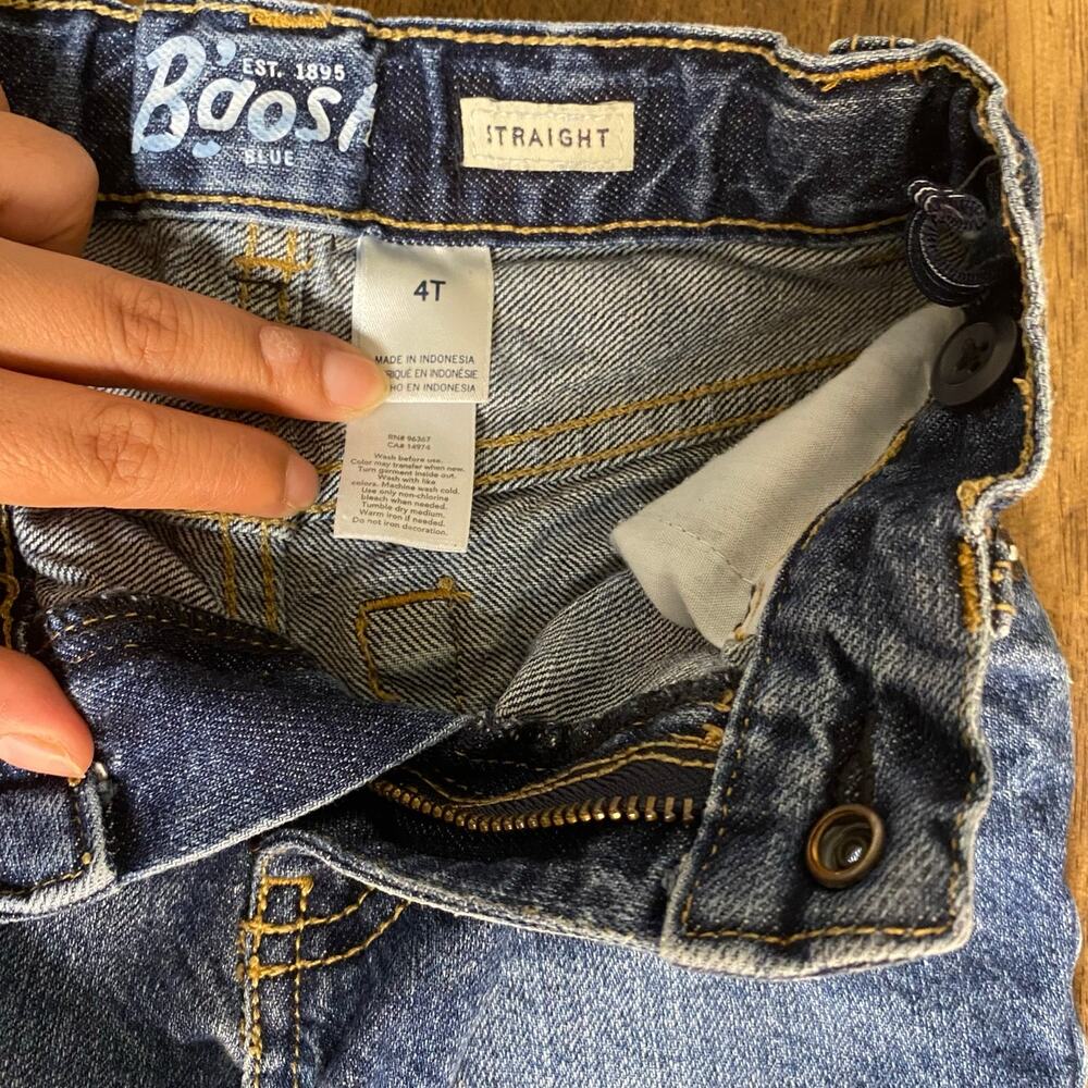 OshKosh B'gosh dark wash straight leg adjustable waist toddler jeans SIZE 4T - Picture 2 of 3